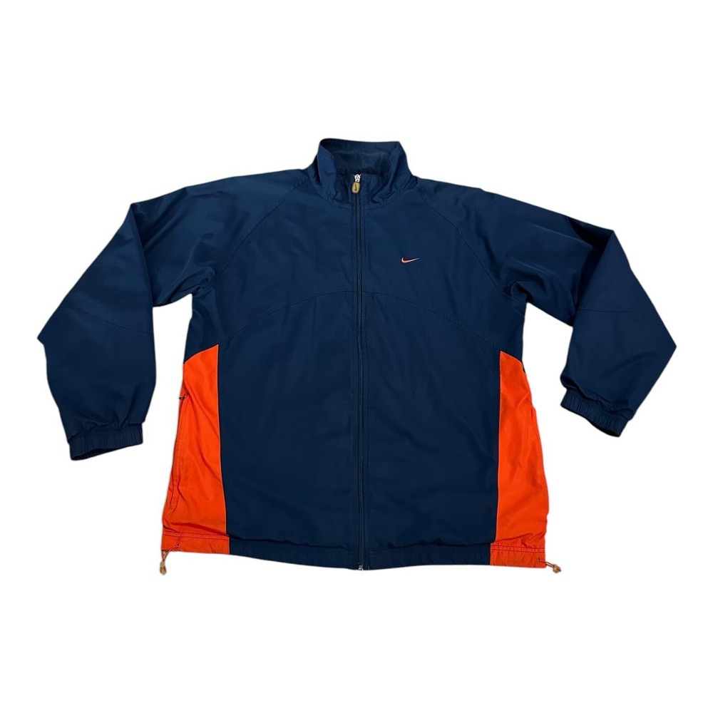 Vintage Nike Track Jacket Men Size L Blue Orange Full Zip Lined Retro 90's